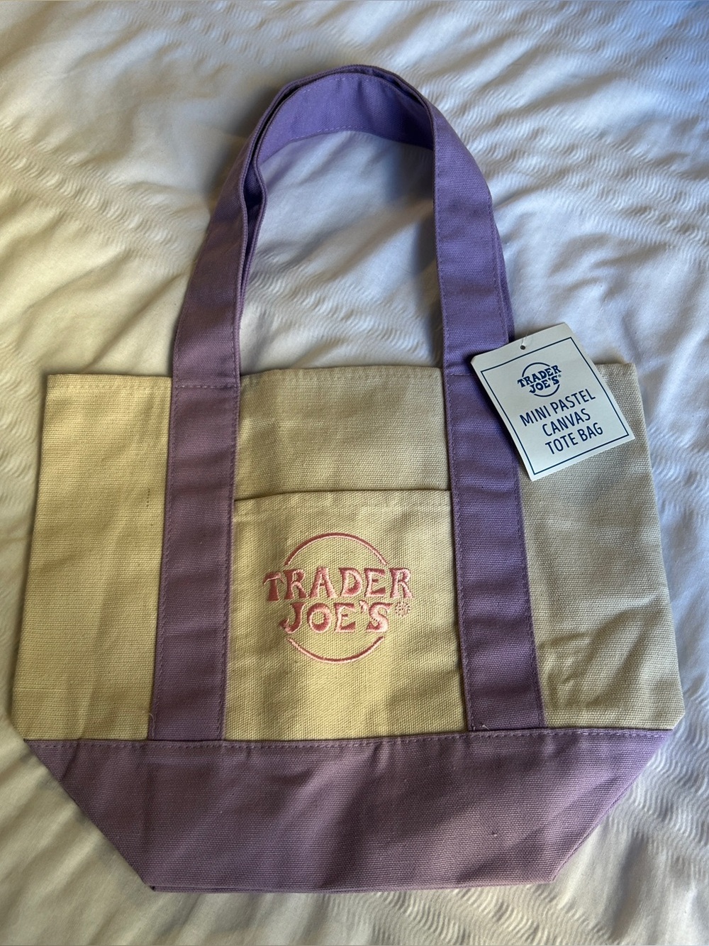 Trader Joe's Canvas Tote Bag - Pastel Handles (Assorted)